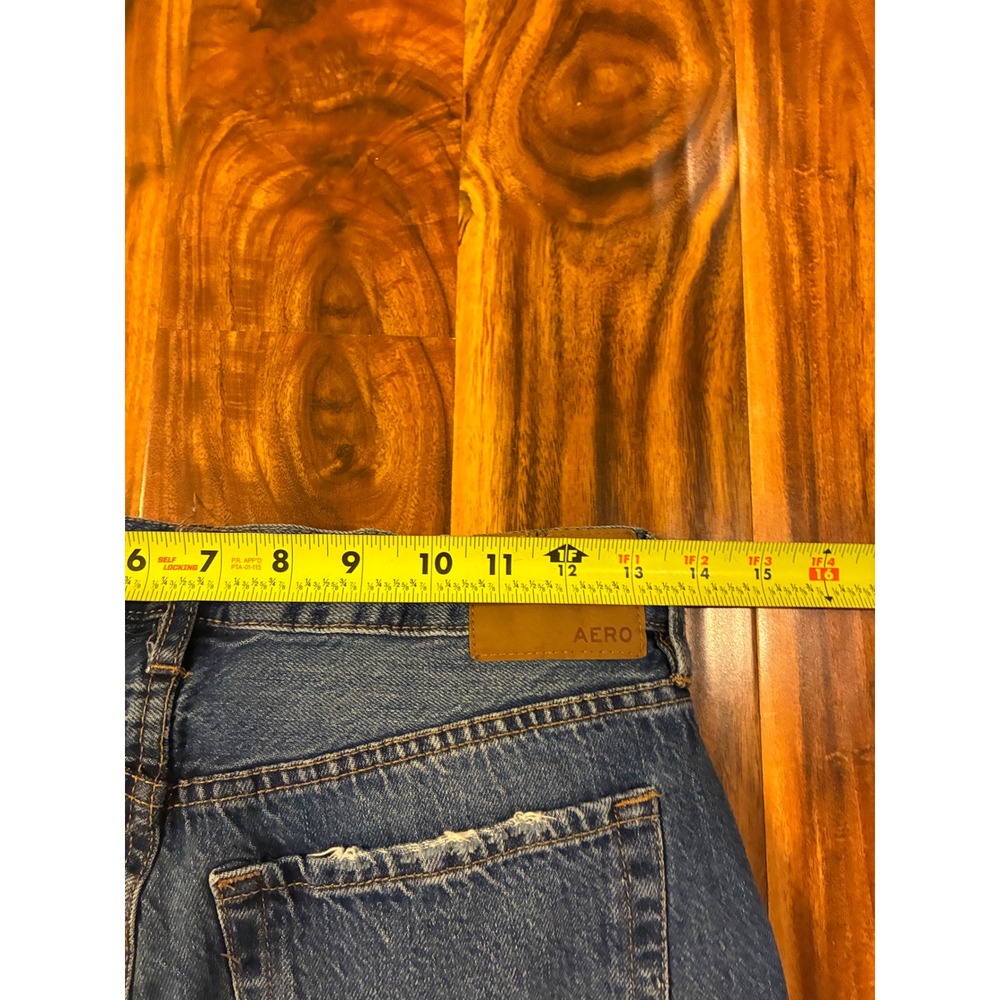Aeropostale 90s Baggy Distressed High Waisted Wide Leg Blue Jeans Womens 4 Reg - Picture 6 of 9